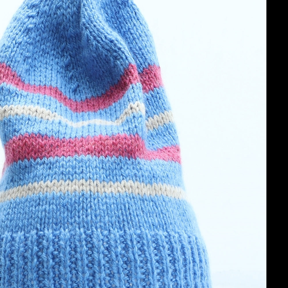 Preworn Girls Multicoloured Striped Acrylic Beanie One Size