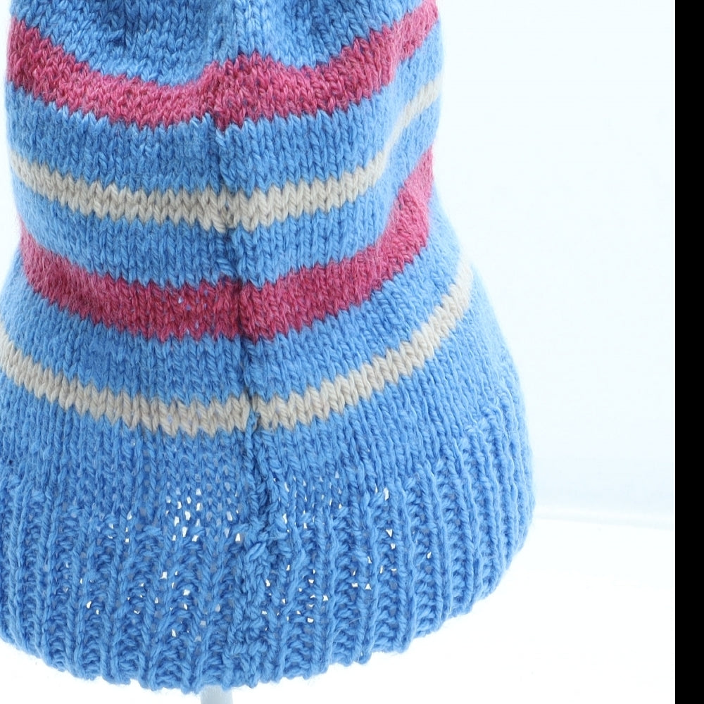 Preworn Girls Multicoloured Striped Acrylic Beanie One Size