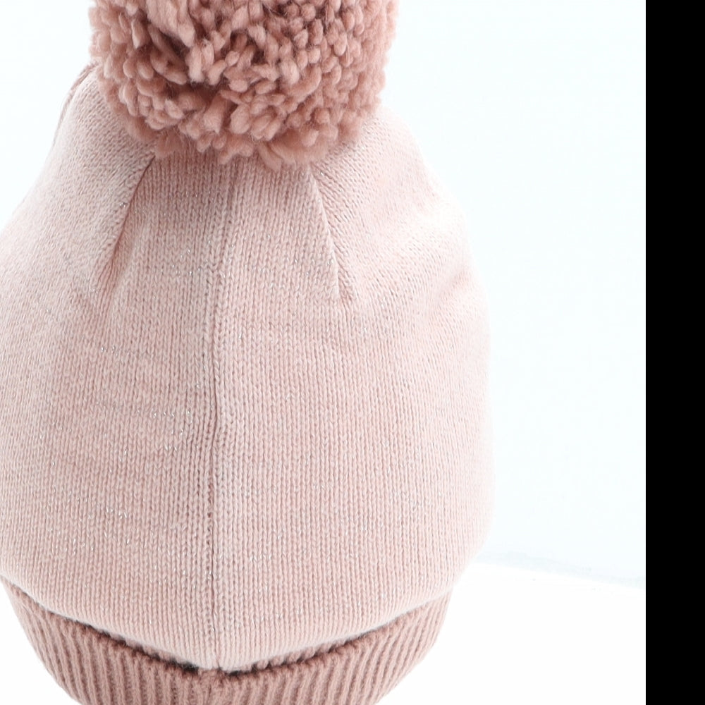 George Girls Pink Acrylic Bobble Hat One Size - Pudsey Bear Size 8-12 Years