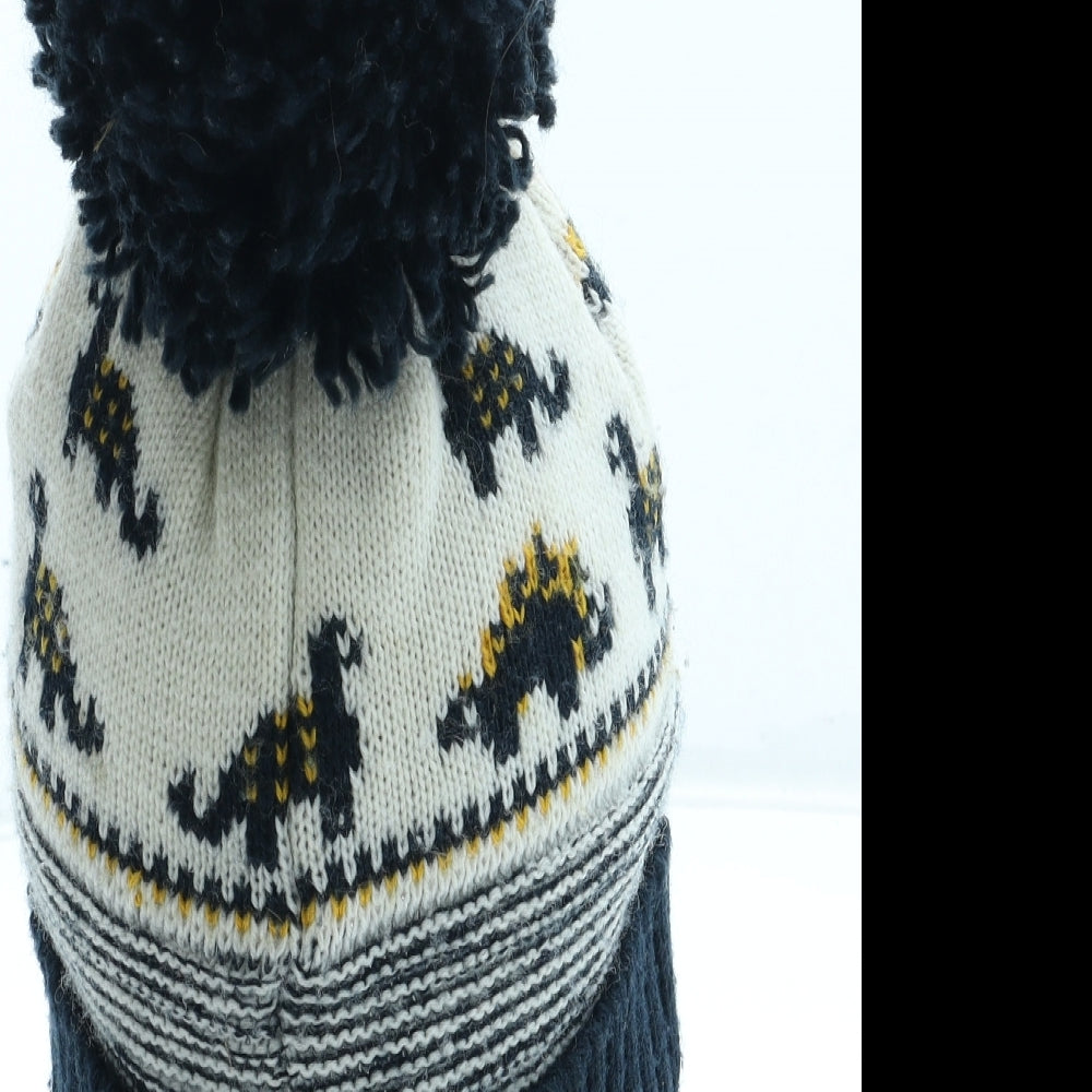 George Boys Multicoloured Geometric Acrylic Bobble Hat Size S - Dinosaur Pattern Size 6-12 Months