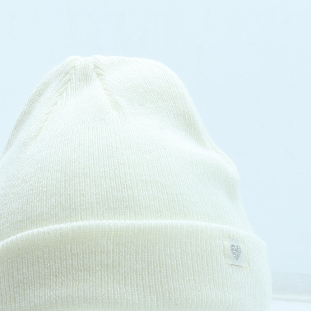 George Girls White Acrylic Beanie Size S - Size 4-8 years