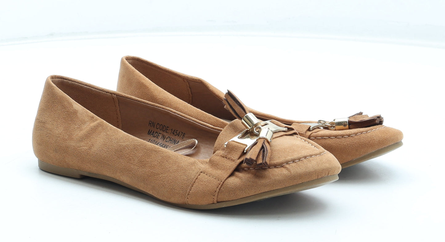Atmosphere Womens Brown Polyester Slip On Flat UK