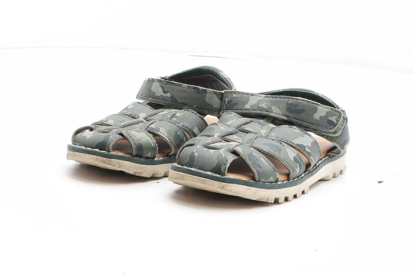 F&F Boys Green Camouflage Synthetic Fisherman Sandal UK 7