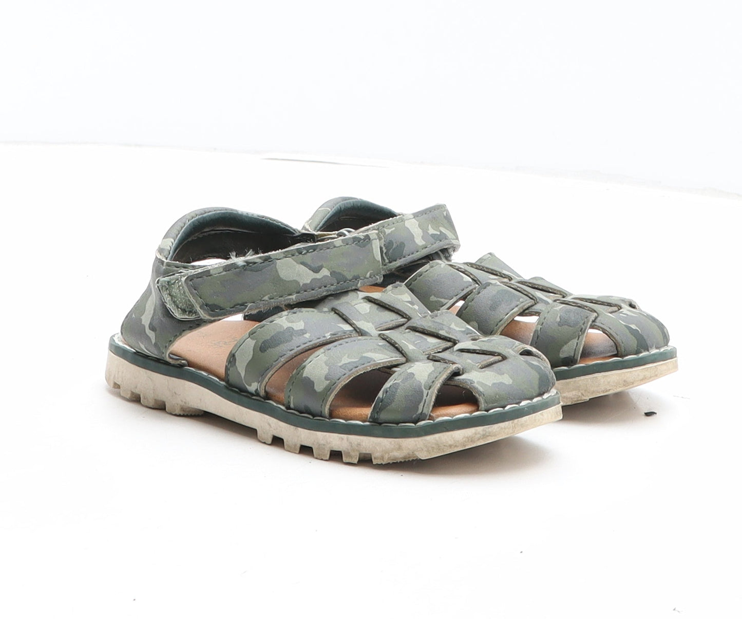 F&F Boys Green Camouflage Synthetic Fisherman Sandal UK 7