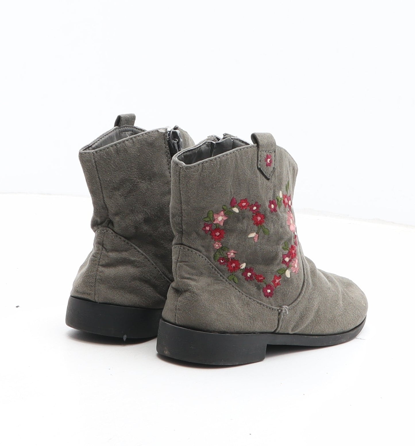 Primark Girls Grey Floral Synthetic Bootie Boot UK 8