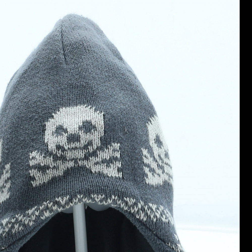 F&F Boys Grey Geometric Acrylic Winter Hat Size S - Skull Pattern Size 12-24 Months