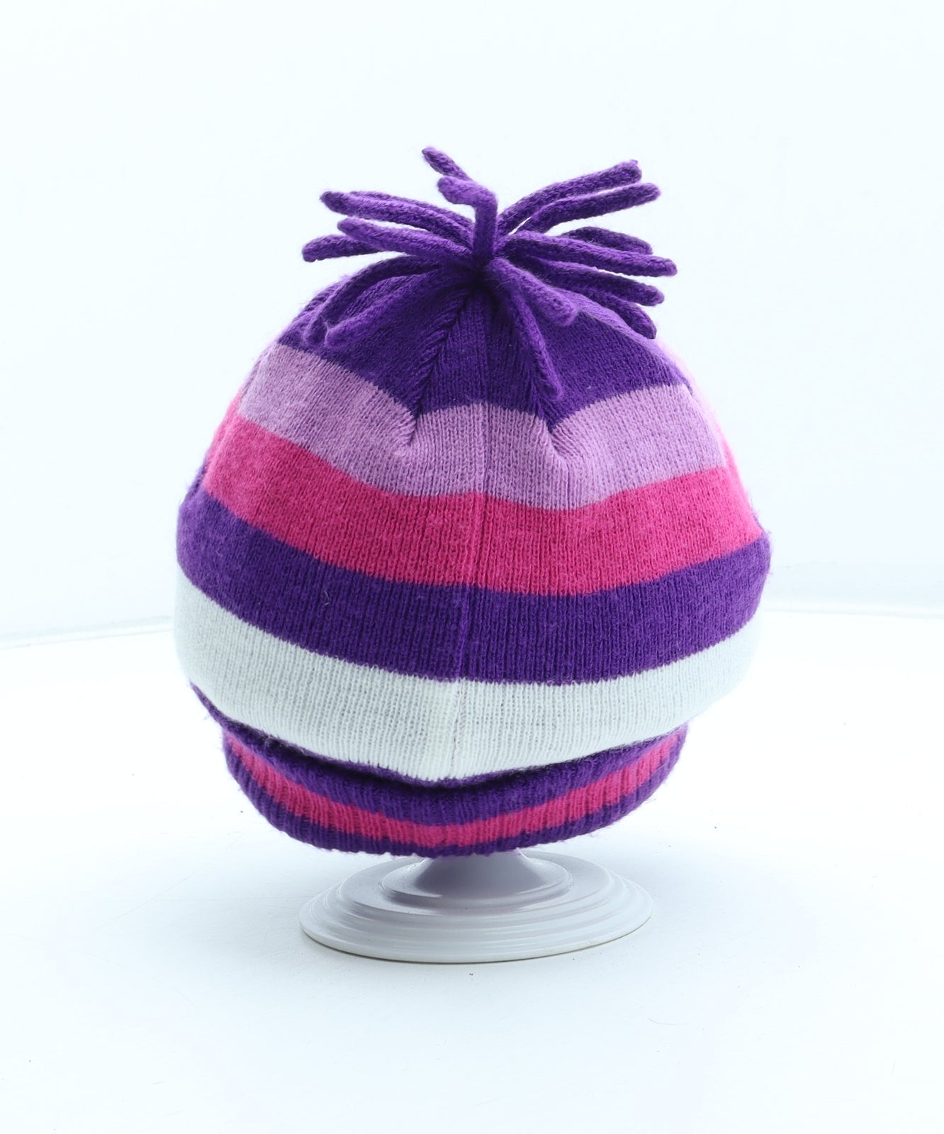 George Girls Purple Colourblock Acrylic Beanie One Size - Pet Vet UK Size 4-6 Years