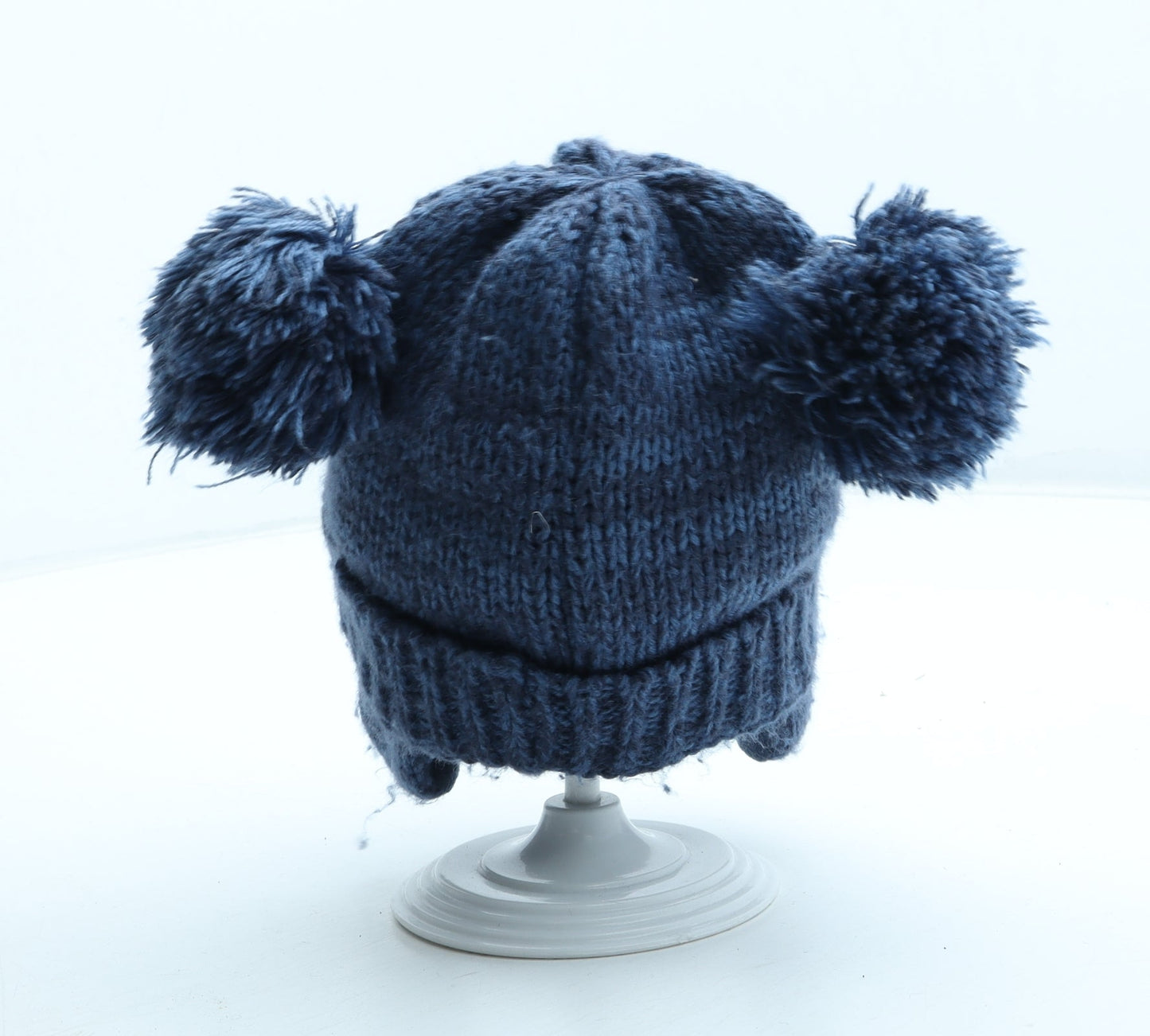 F&F Boys Blue Acrylic Bobble Hat Size S - Bear UK Size 3-6 Months