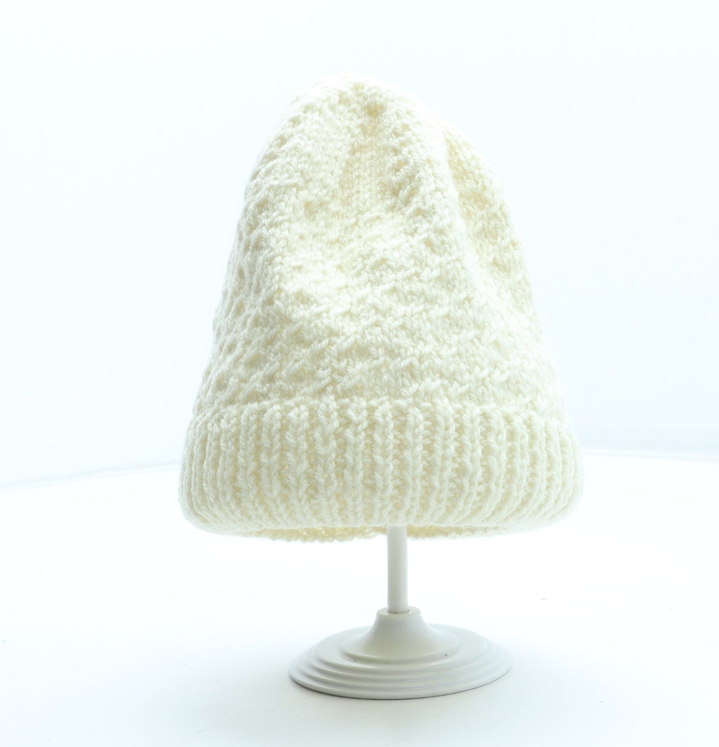 Preworn Womens Beige Acrylic Beanie One Size