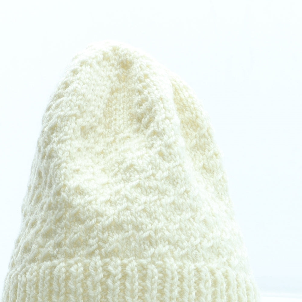 Preworn Womens Beige Acrylic Beanie One Size