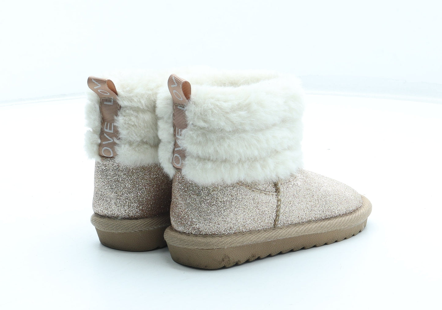 Preworn Girls Gold Polyester Shearling Style Boot UK 7 24