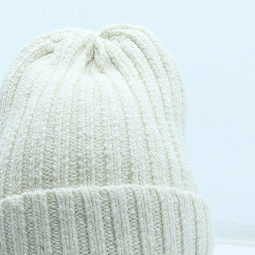 Preworn Womens White Acrylic Beanie One Size