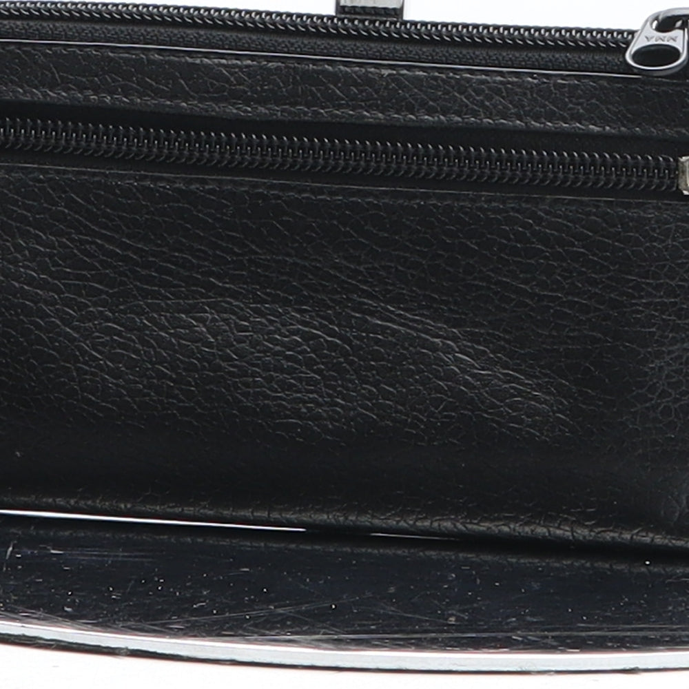 Preworn Womens Black Leather Bow Tie Wallet Size S