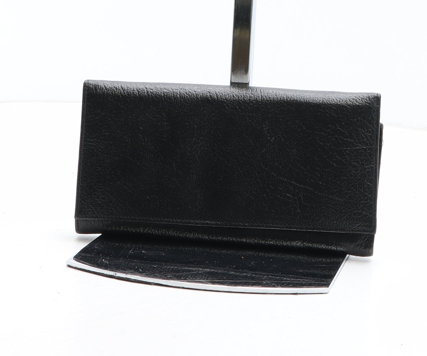 Preworn Womens Black Leather Bow Tie Wallet Size M