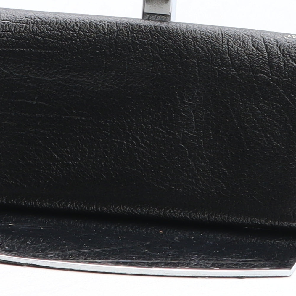 Preworn Womens Black Leather Bow Tie Wallet Size M