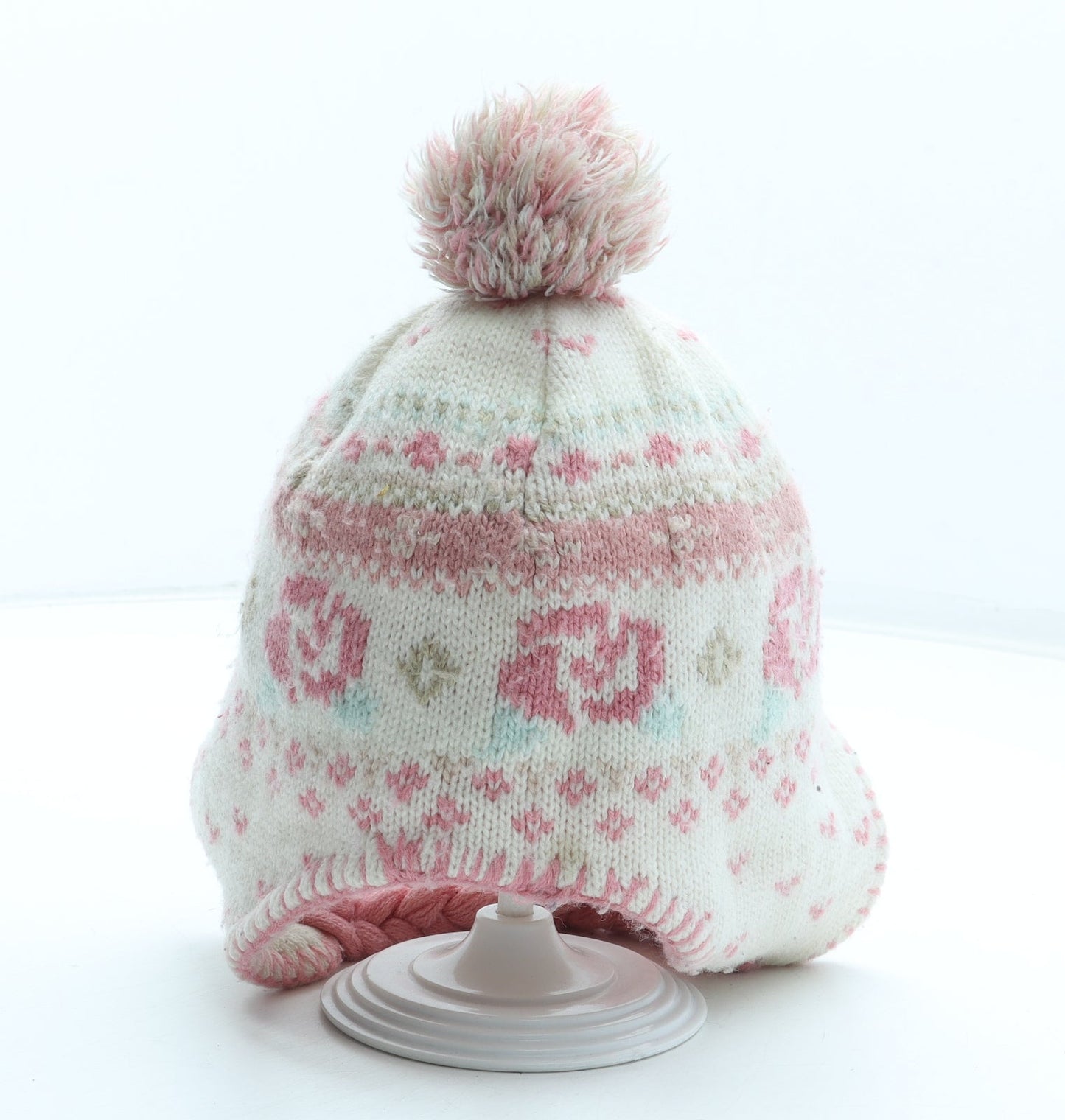 Preworn Girls Multicoloured Floral Acrylic Winter Hat Size S