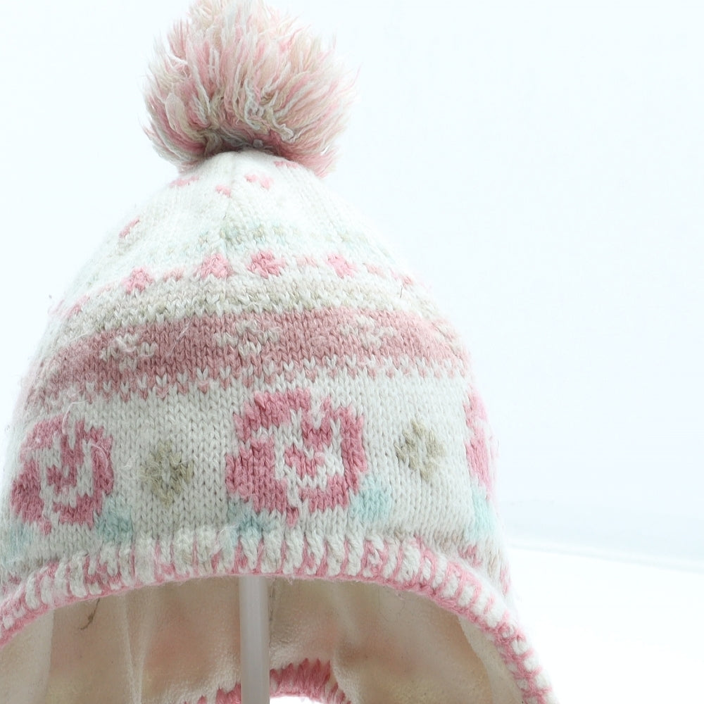 Preworn Girls Multicoloured Floral Acrylic Winter Hat Size S