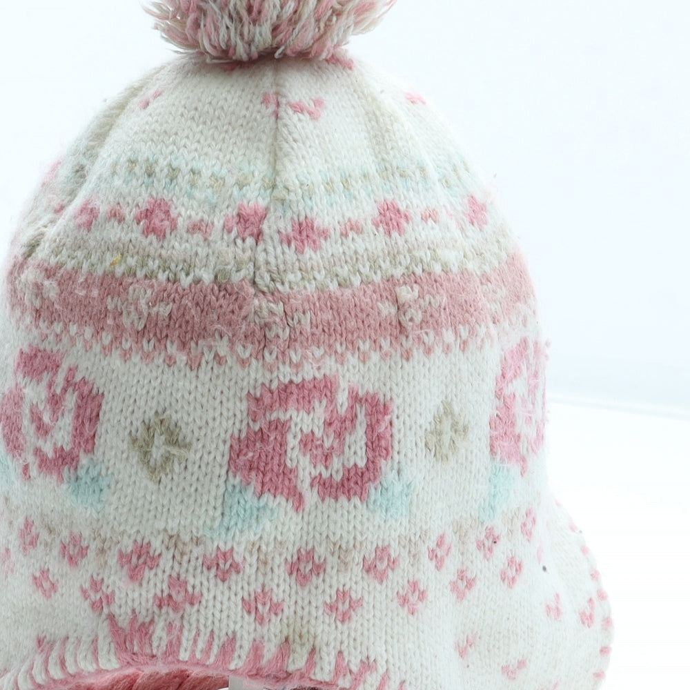 Preworn Girls Multicoloured Floral Acrylic Winter Hat Size S