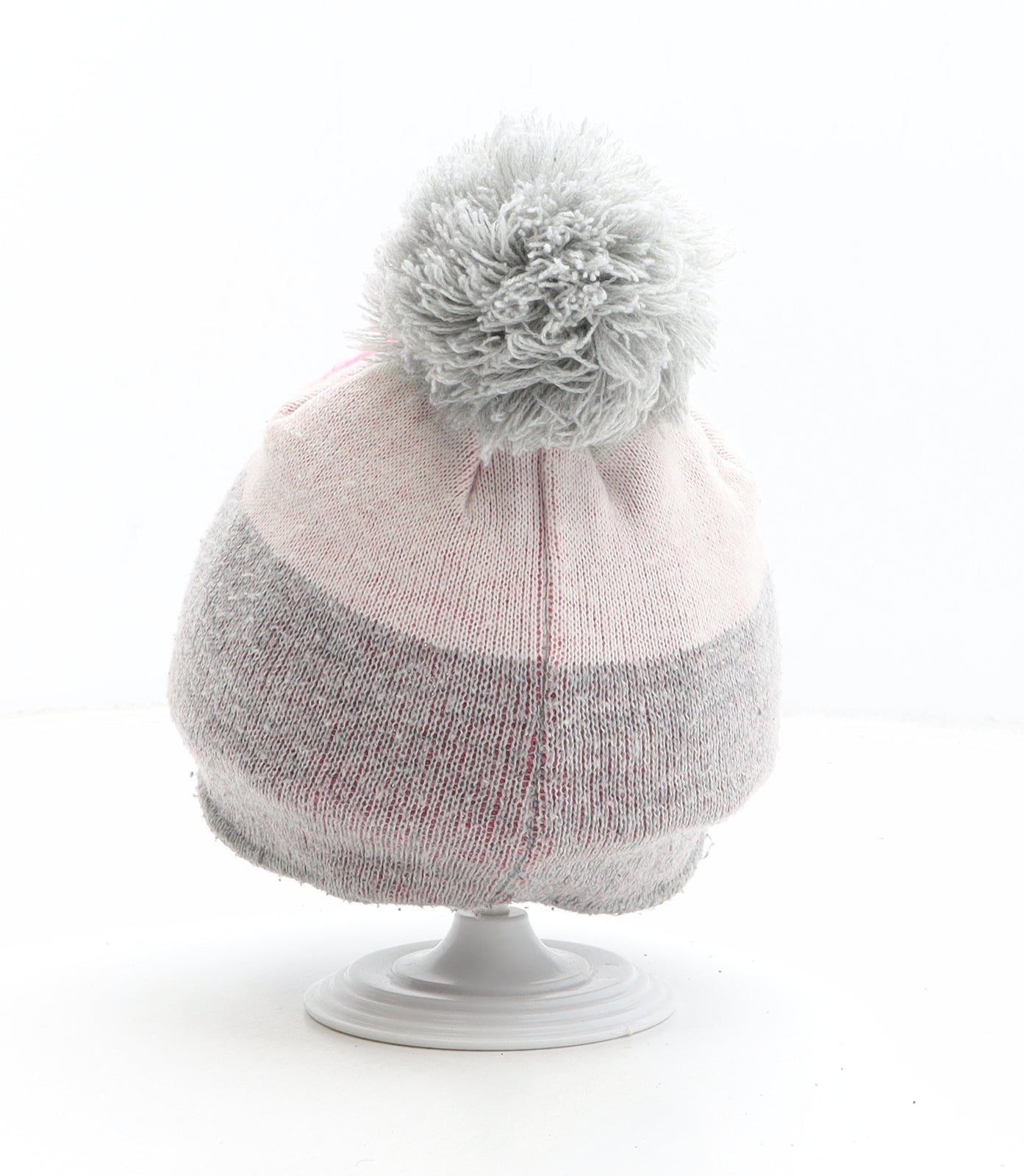 George Girls Grey Colourblock Polyester Bobble Hat One Size - Size 1-3 Years