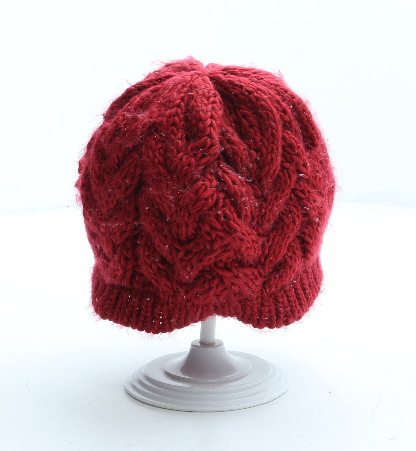 George Girls Red Acrylic Beanie Size S - Size 6-12 months