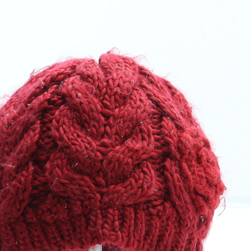George Girls Red Acrylic Beanie Size S - Size 6-12 months