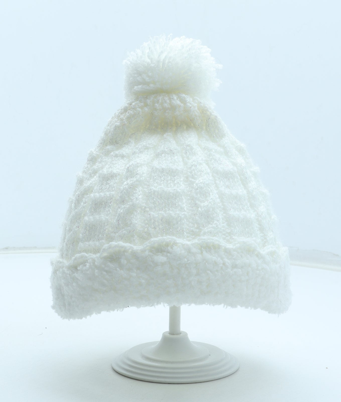 Preworn Girls White Acrylic Bobble Hat One Size