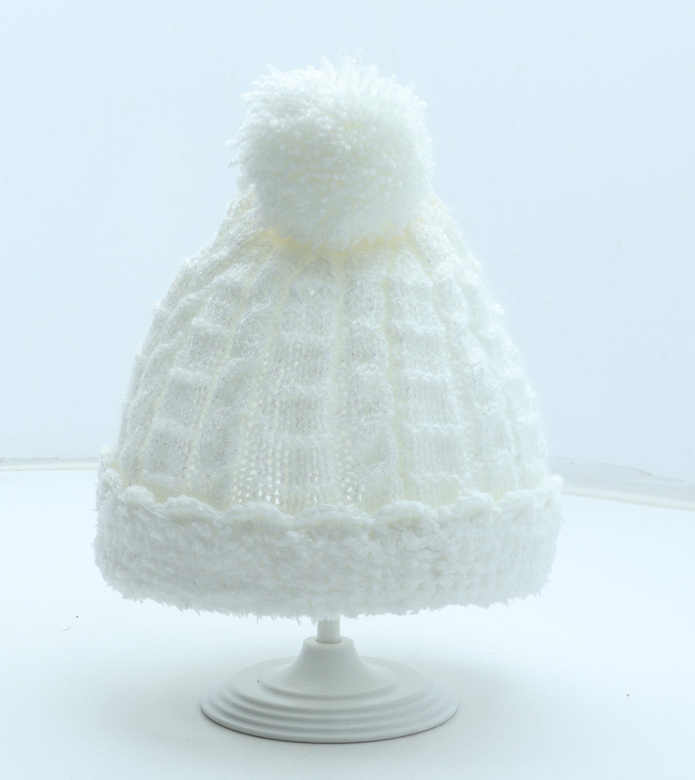 Preworn Girls White Acrylic Bobble Hat One Size
