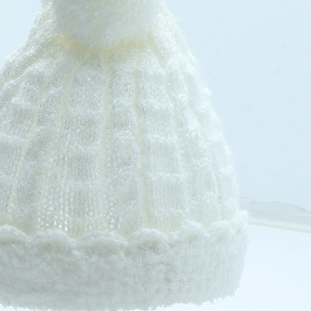 Preworn Girls White Acrylic Bobble Hat One Size