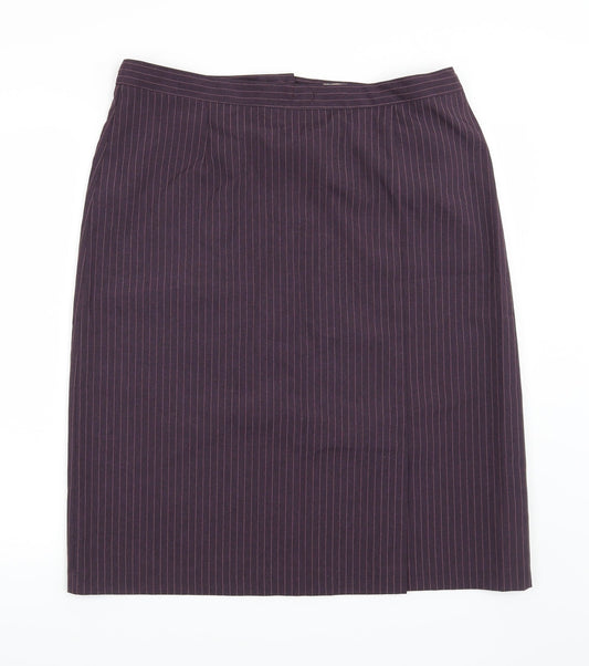 Daxon Womens Purple Striped  A-Line Skirt Size 8