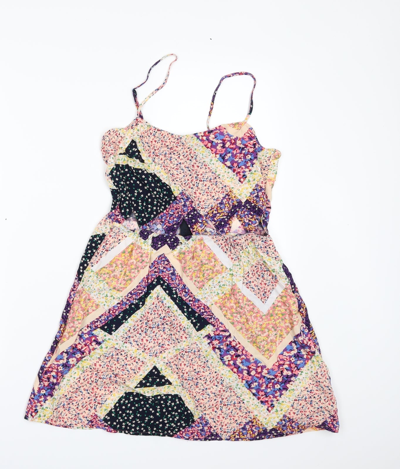 H&M Womens Multicoloured Floral  Camisole Blouse Size 10  - Cut out detail