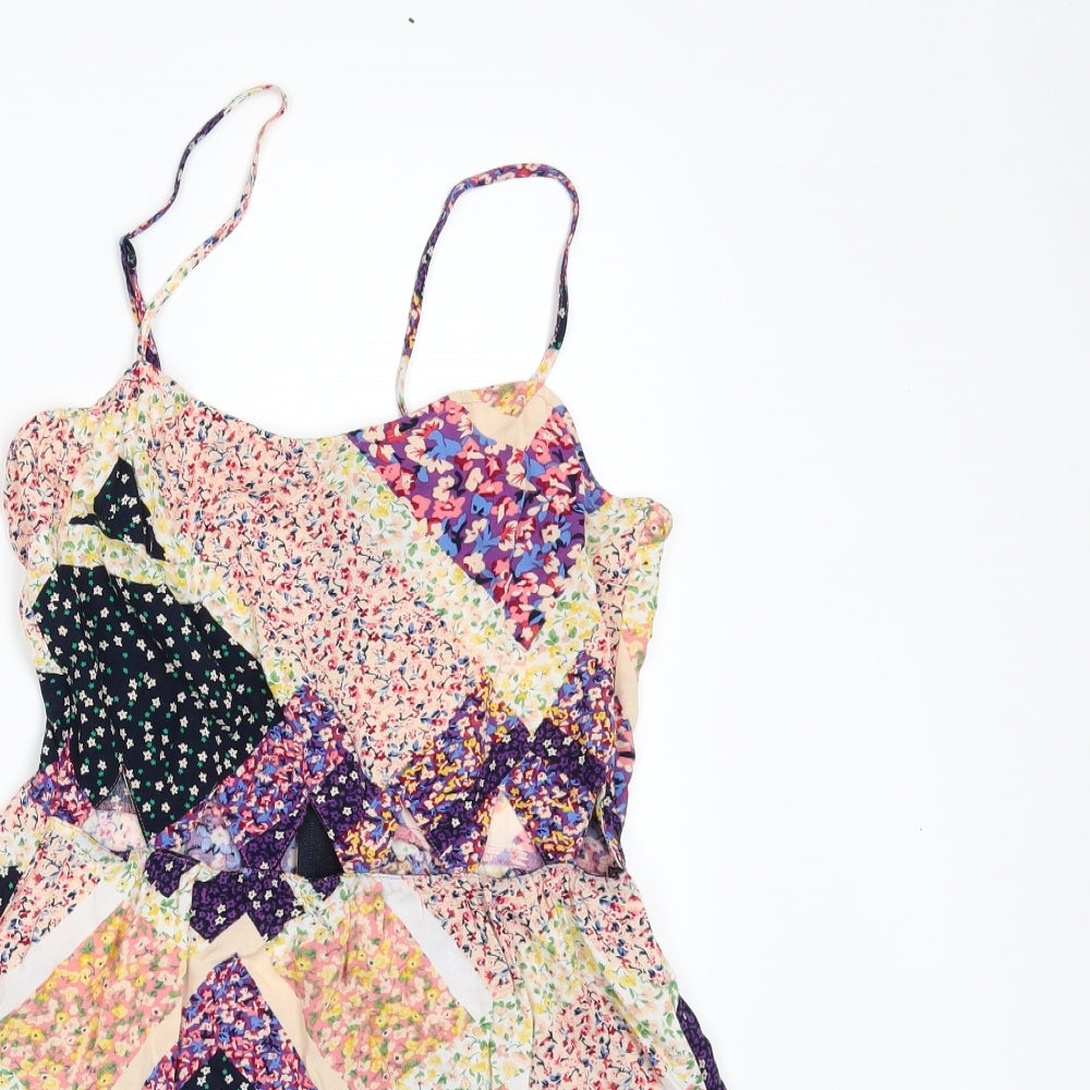 H&M Womens Multicoloured Floral  Camisole Blouse Size 10  - Cut out detail