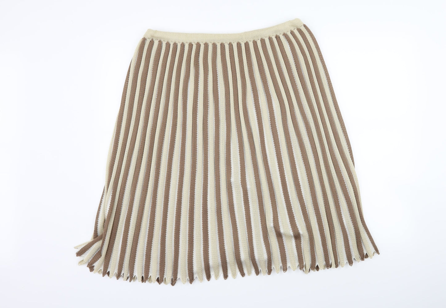 Preworn Womens Brown Striped  Pleated Skirt Size 38