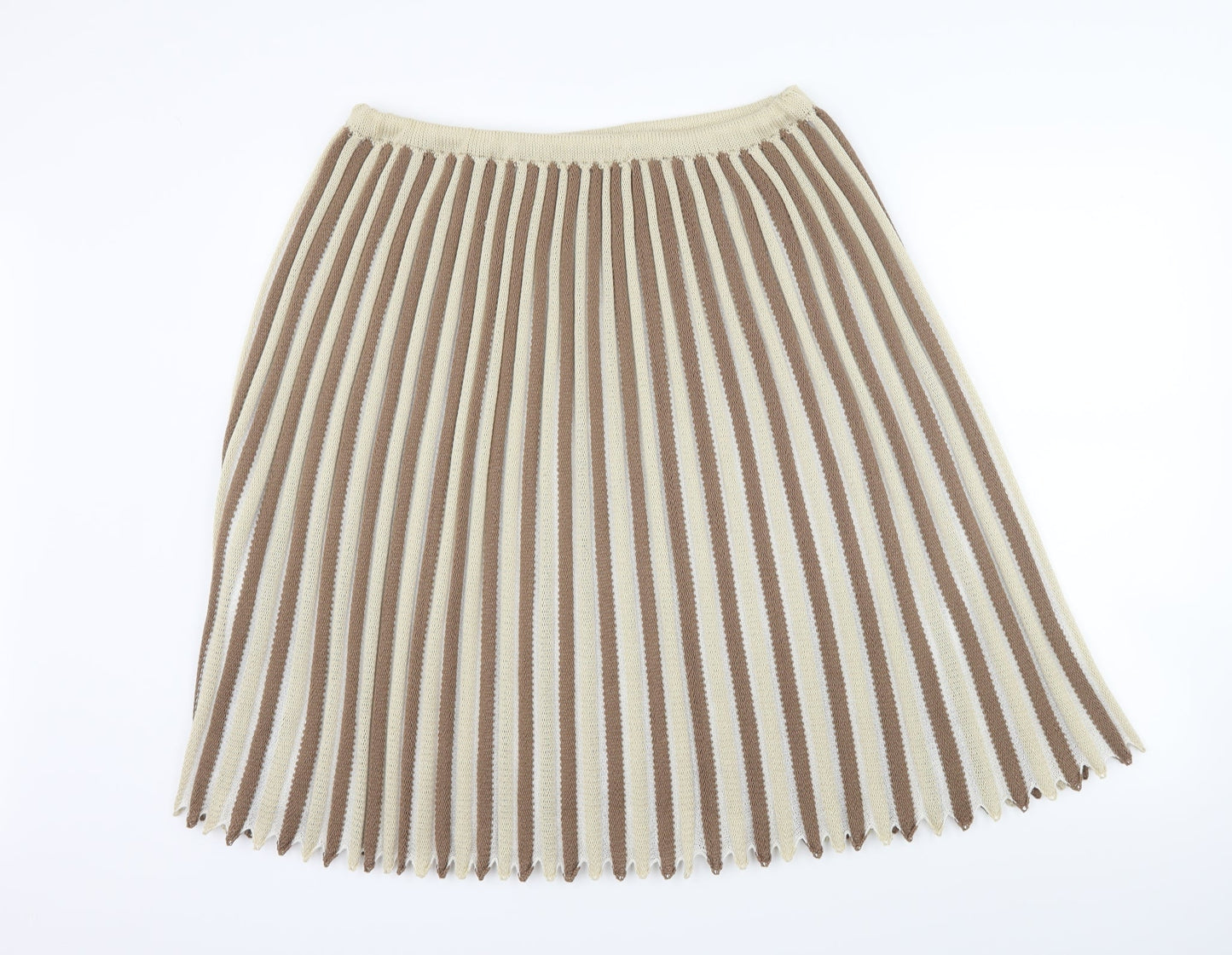 Preworn Womens Brown Striped  Pleated Skirt Size 38
