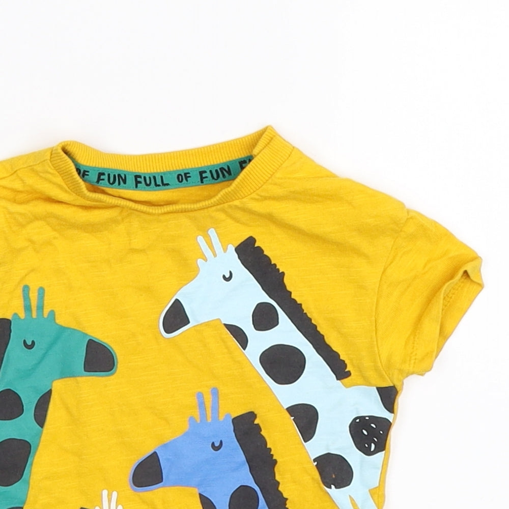 Mini Club Baby Yellow   Basic T-Shirt Size 3-6 Months  - GIRAFFES