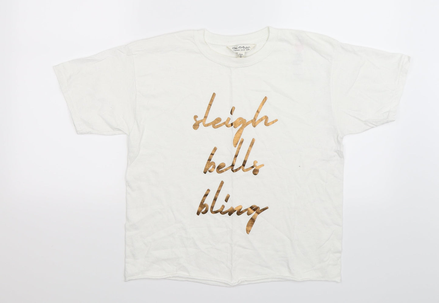 mis self Womens White   Basic T-Shirt Size L  - christmas