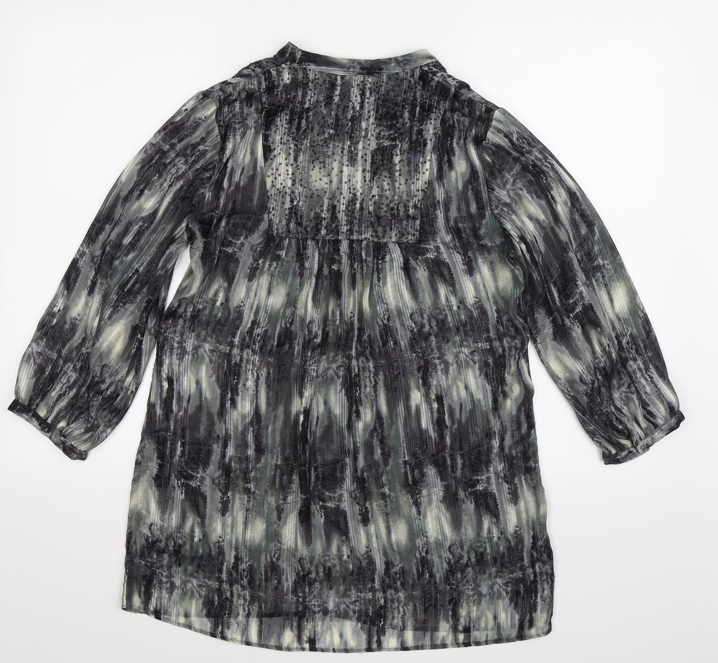 Wallis Womens Grey Striped Chiffon Tunic Blouse Size S