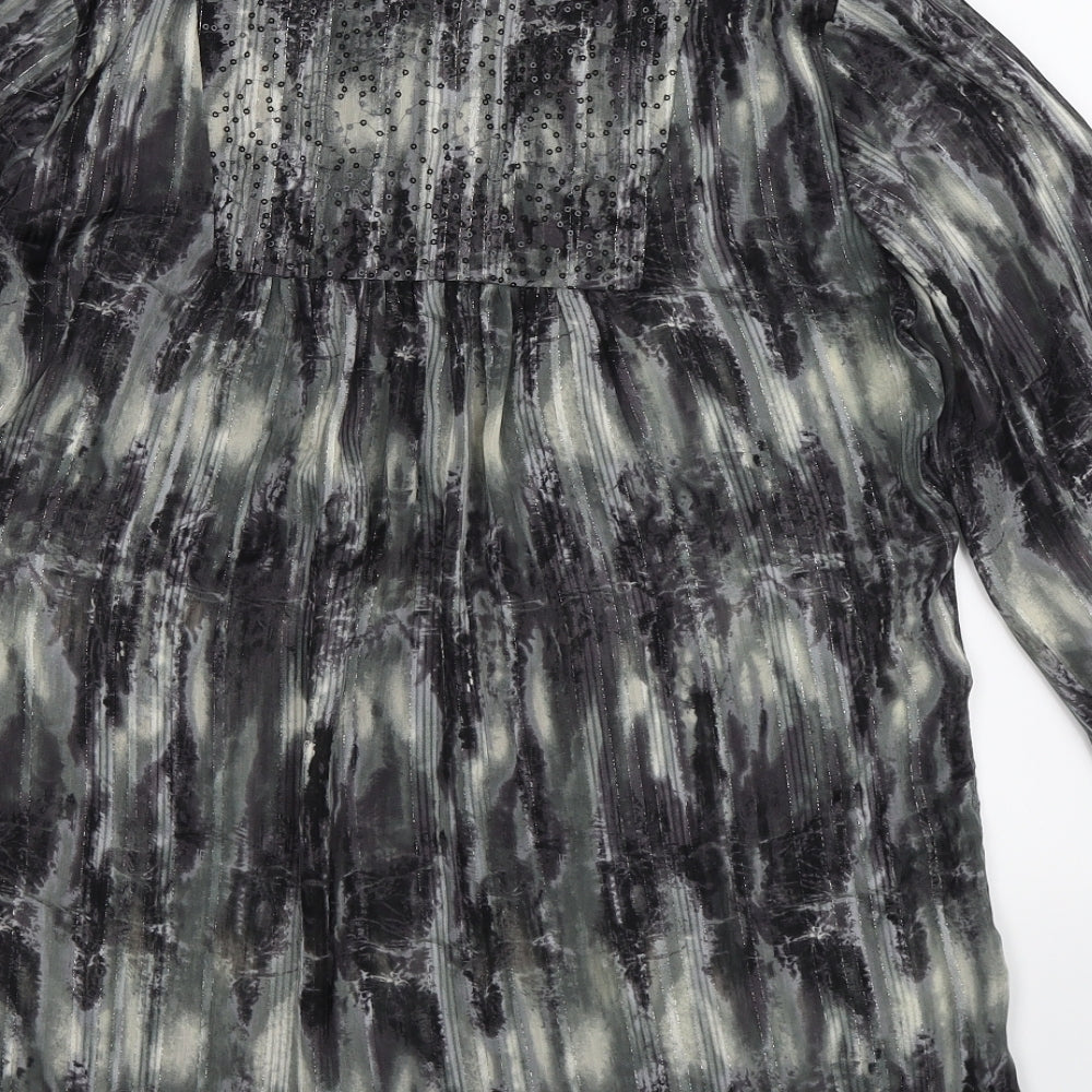 Wallis Womens Grey Striped Chiffon Tunic Blouse Size S