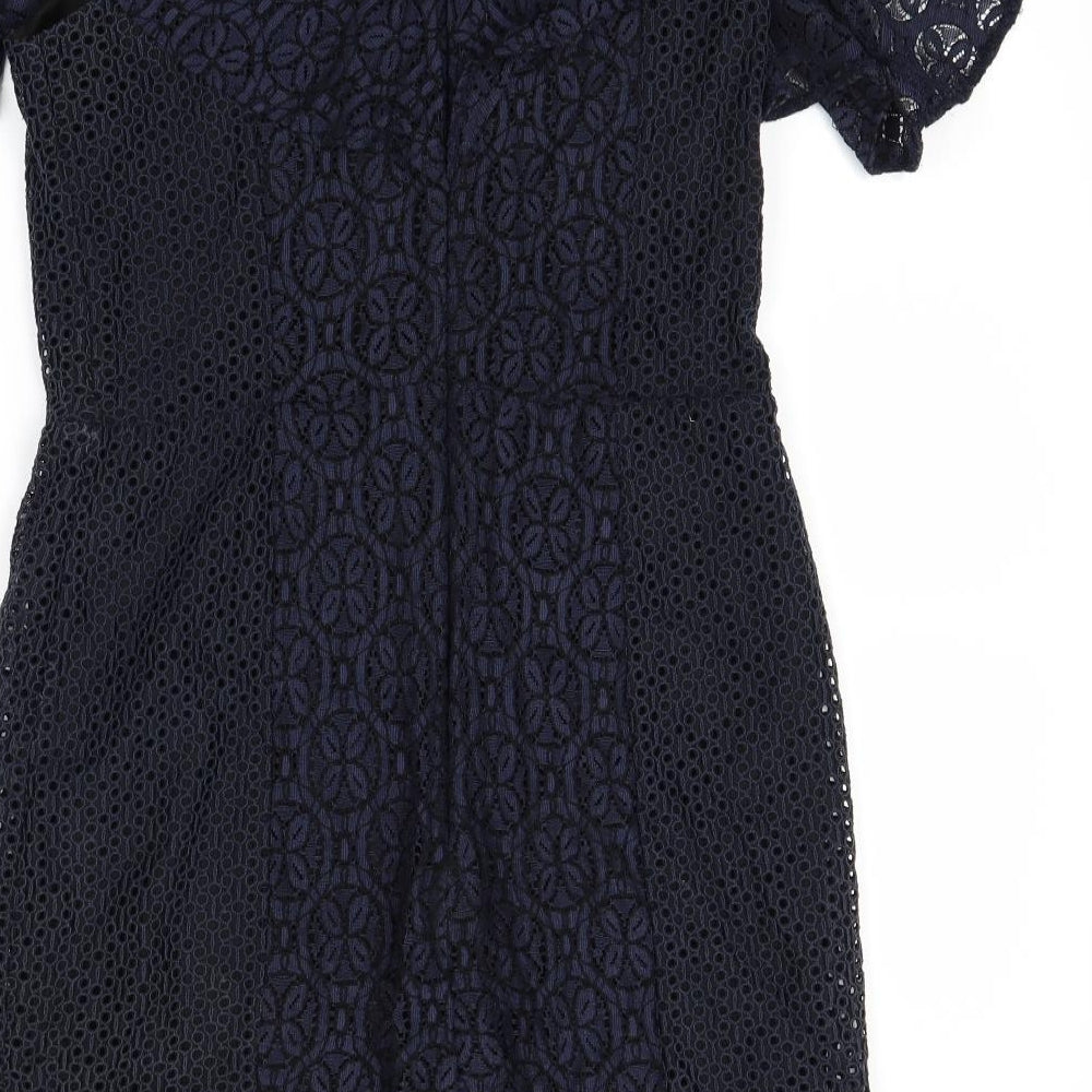Miss Selfridge Womens Blue Floral  A-Line  Size 12