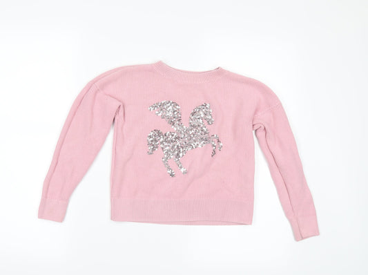 Gap Girls Pink   Pullover Jumper Size M  - Unicorn