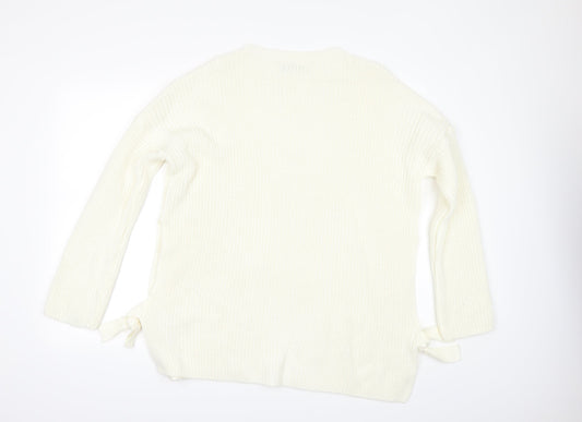 booh Womens Ivory   Pullover Jumper Size M  - tie sides