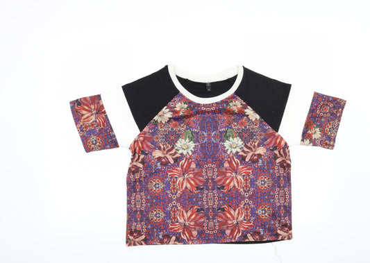 Topshop Womens Black Floral  Basic Blouse Size 8