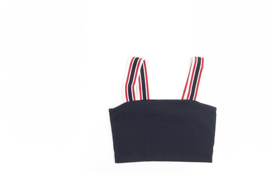 Monki Womens Blue Striped  Cropped Blouse Size XS
