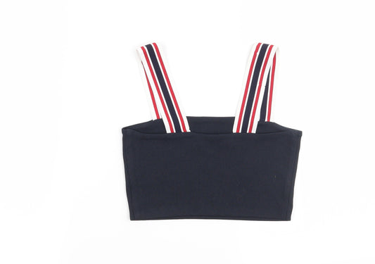 Monki Womens Blue Striped  Cropped Blouse Size XS