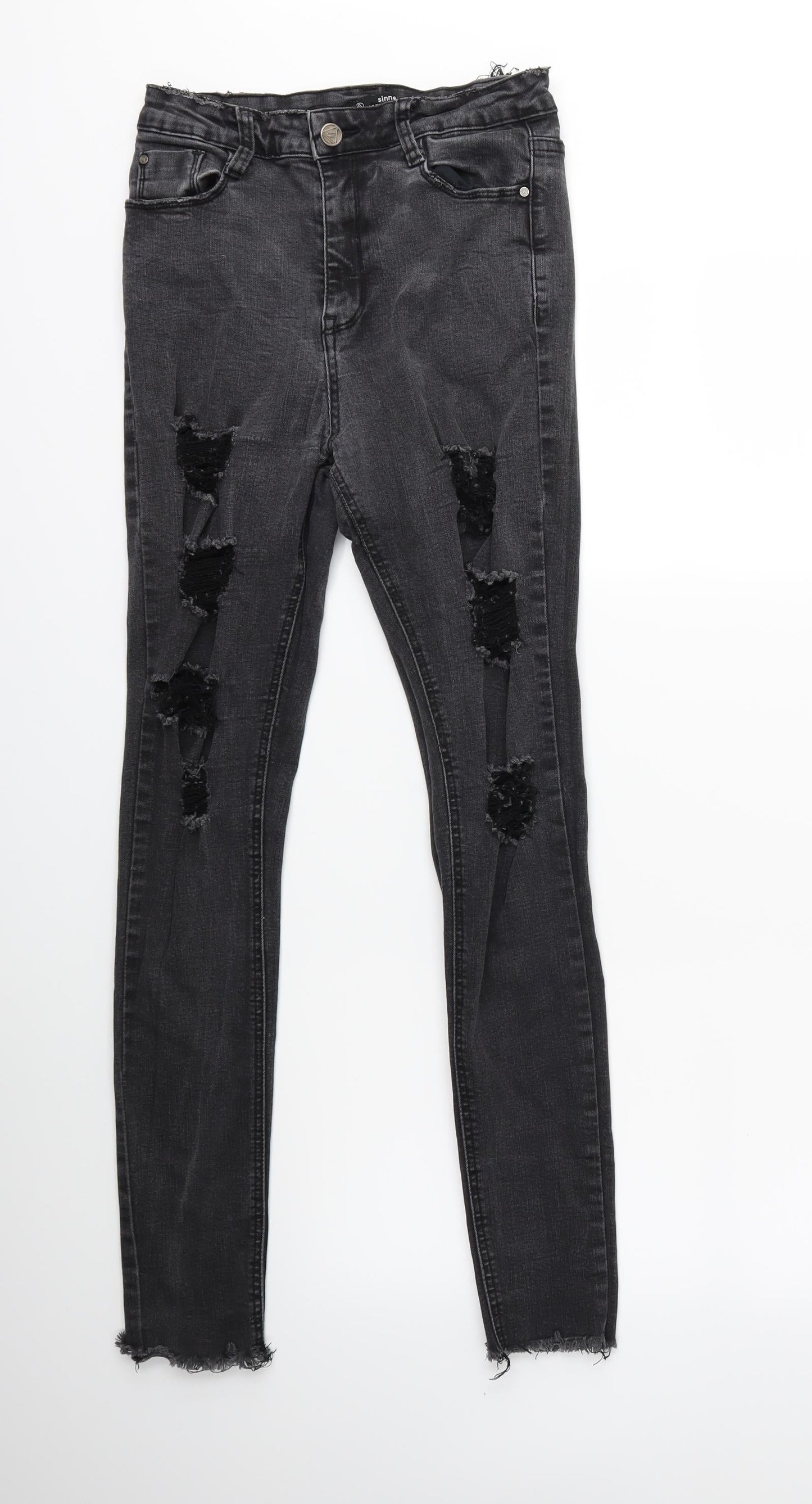 Missguided Womens Black  Denim Skinny Jeans Size 8 L28 in