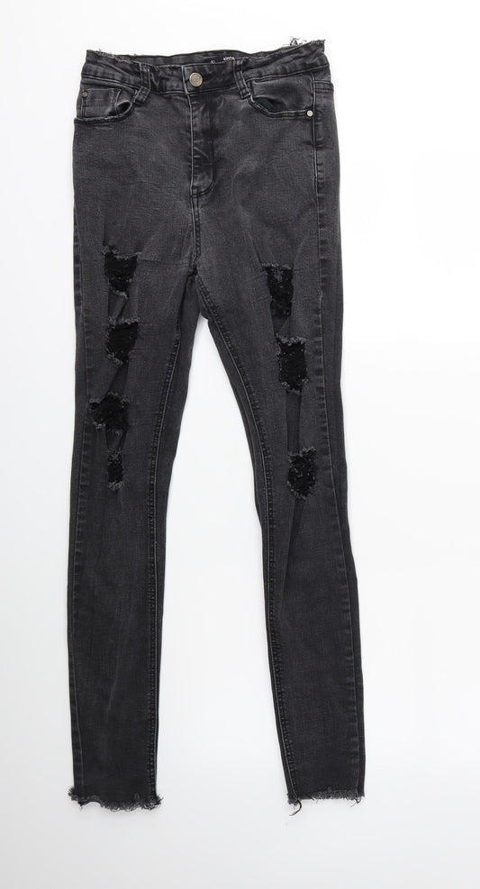 Missguided Womens Black  Denim Skinny Jeans Size 8 L28 in