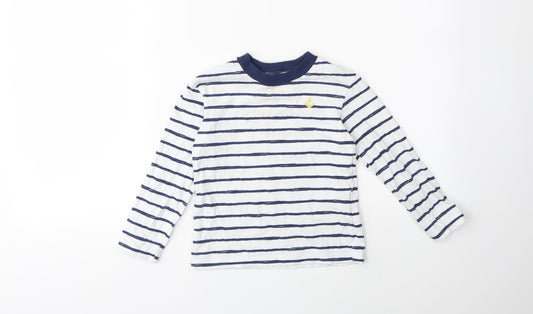 Little Me Boys White Striped  Basic T-Shirt Size 4 Years