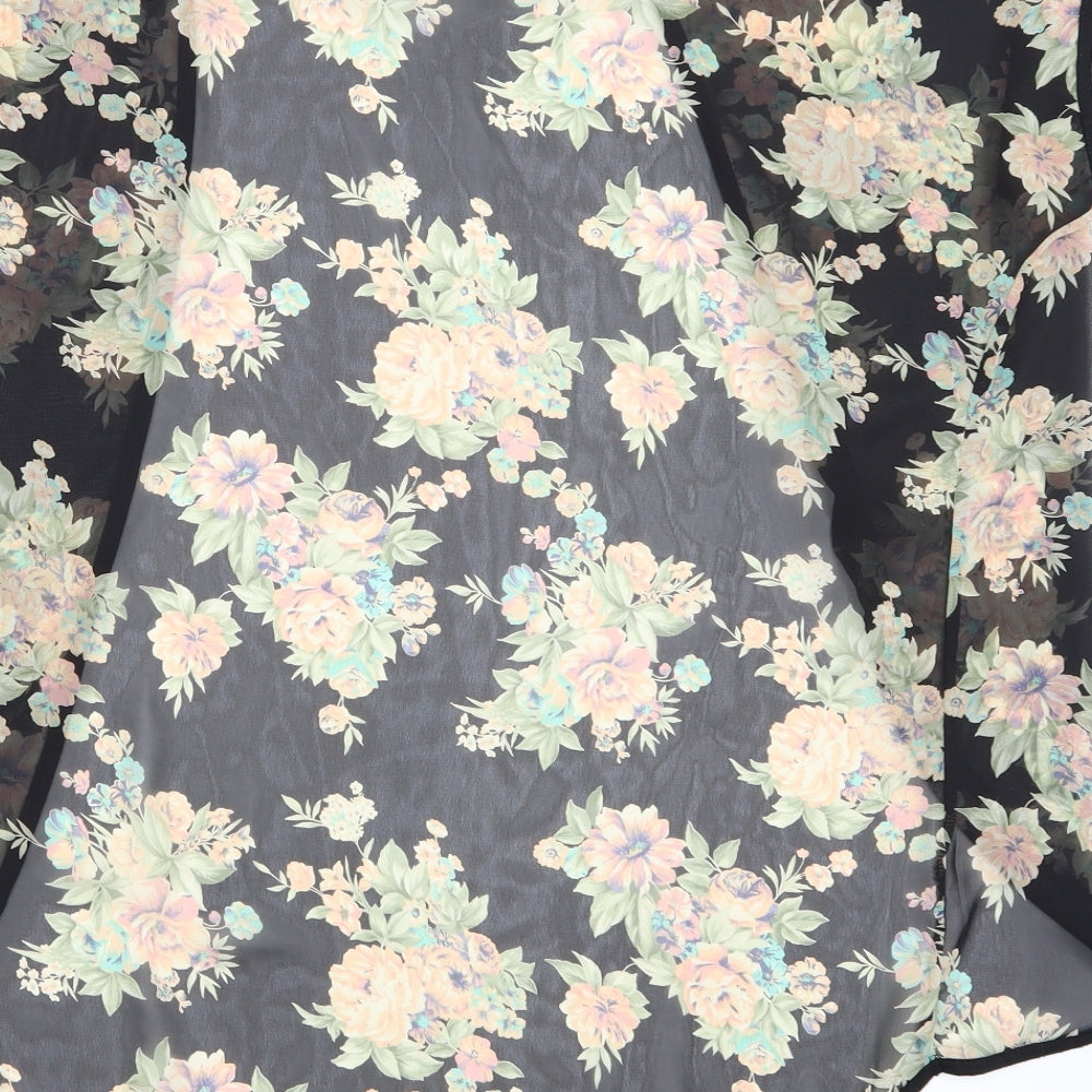 Miss Evie Girls Black Floral  Cardigan Jumper Size 13 Years