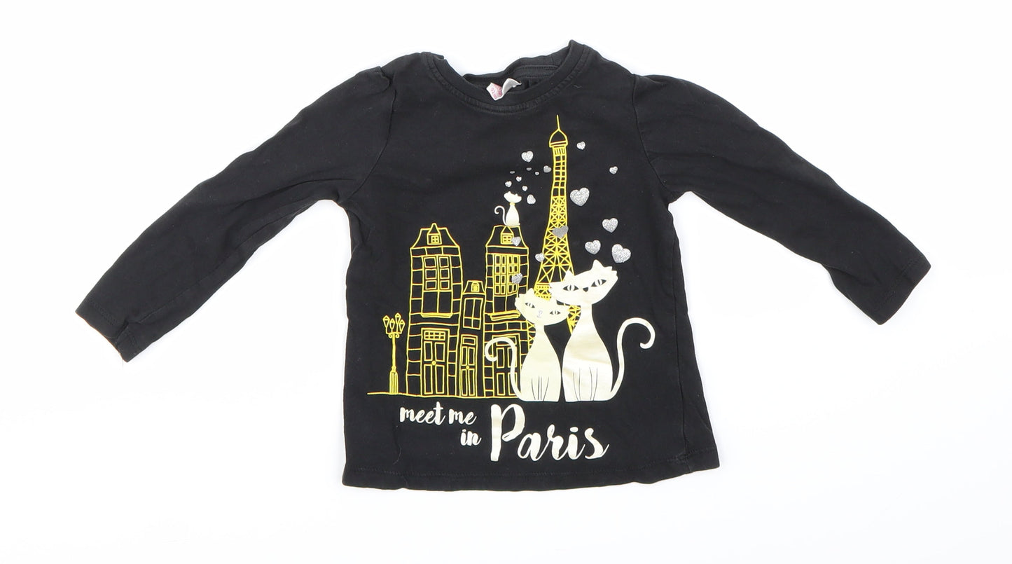 So Cute Girls Black   Basic T-Shirt Size 18-24 Months