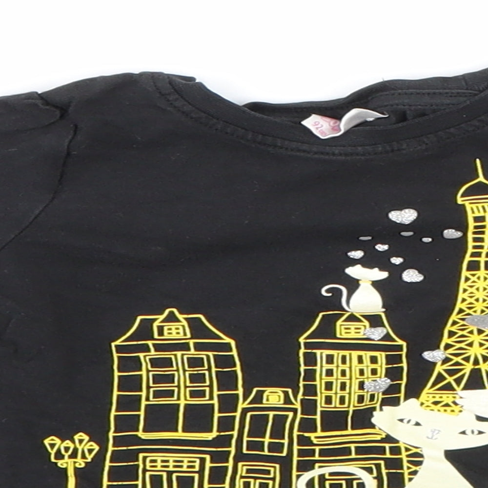 So Cute Girls Black   Basic T-Shirt Size 18-24 Months
