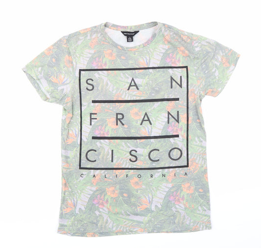 Cedar Wood State Mens Green Floral   T-Shirt Size S